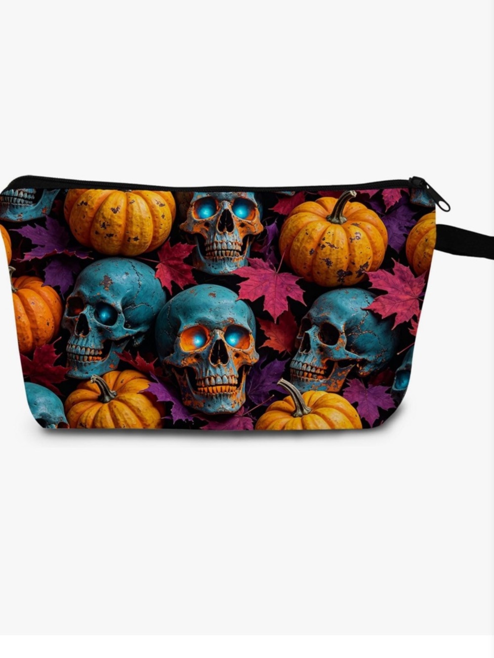 Halloween Skull & Pumpkin Print Travel Toiletry Bag